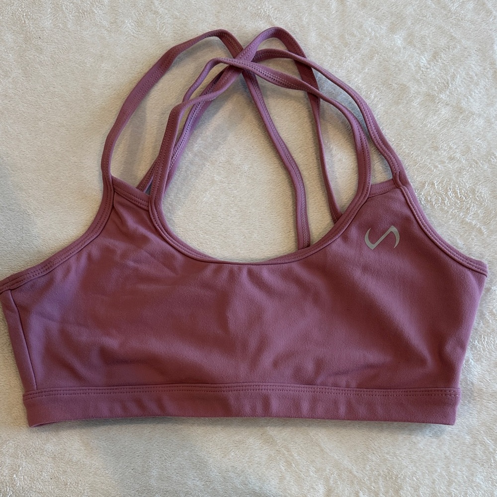 Stylish Dusky Orchid Sports Bra with Crisscross Straps